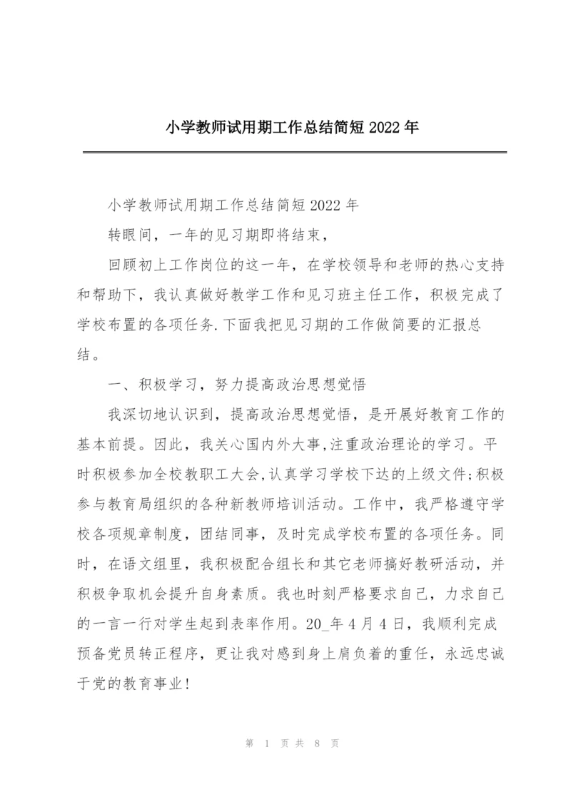 小学教师试用期工作总结简短2022年.docx