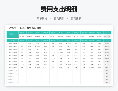费用支出明细