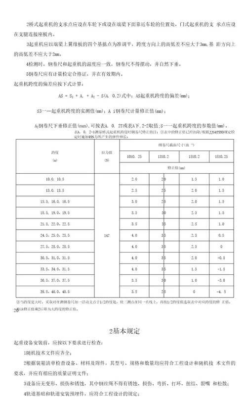 起重设备安装工程施工及验收标准