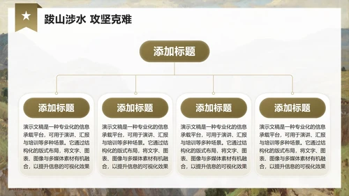 棕色简约风工农红军长征精神主题团课PPT模板