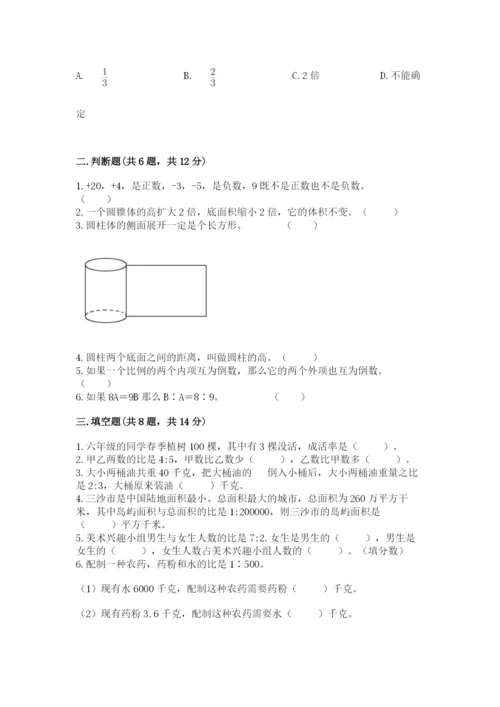 甘德县六年级下册数学期末测试卷（满分必刷）.docx