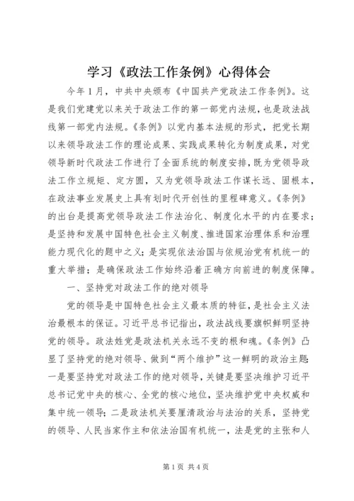 学习《政法工作条例》心得体会.docx