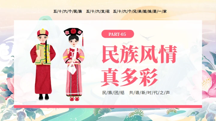 56个民族少数民族介绍通用PPT模板