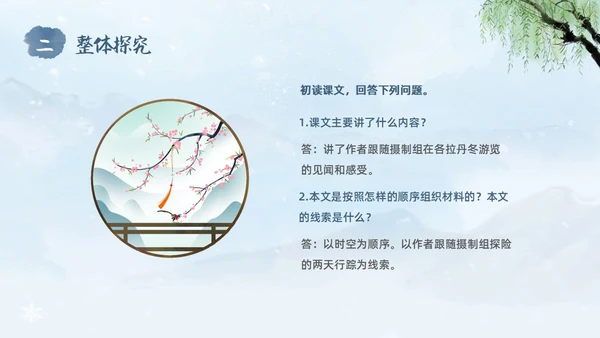 蓝色水彩水墨国风在长江源头各拉丹冬语文课堂教学课件PPT语文课件