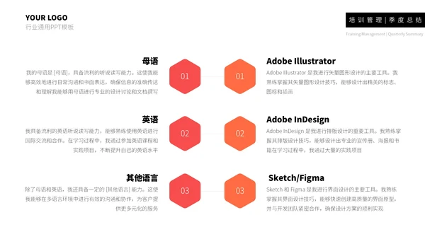 红橙简约个人简历通用PPT模板