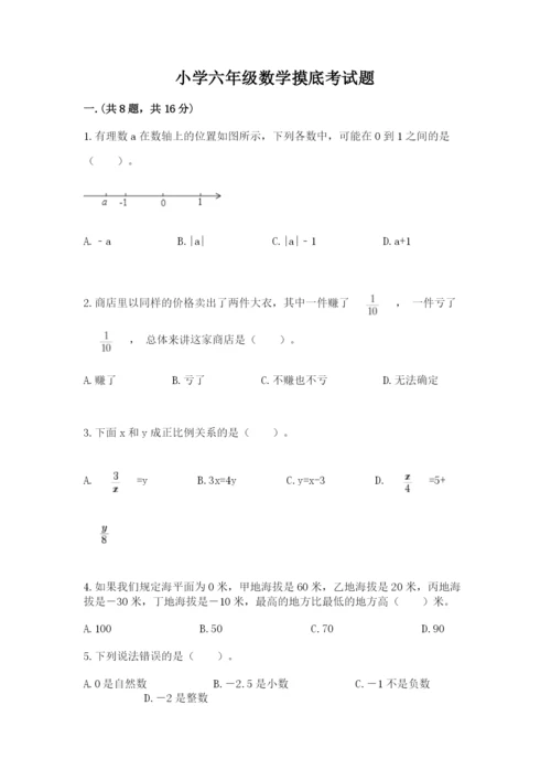 小学六年级数学摸底考试题附答案【轻巧夺冠】.docx
