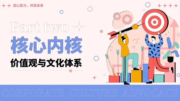 彩色插画风企业文化宣导PPT模板