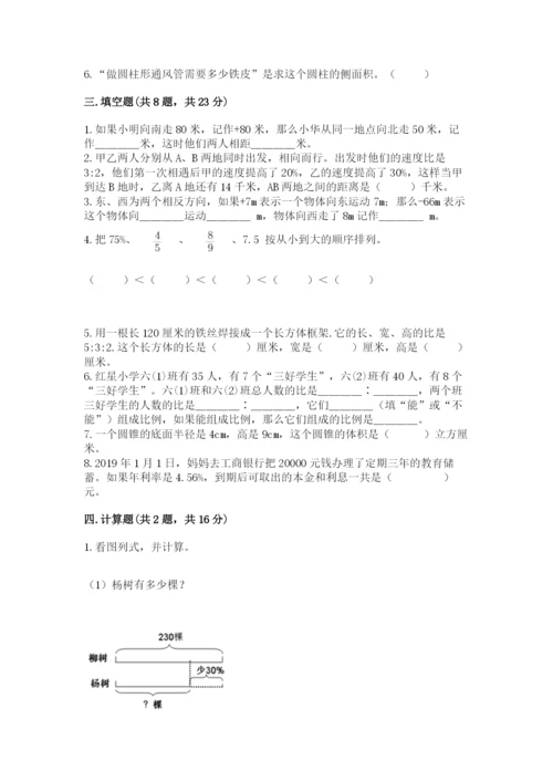 庆元县六年级下册数学期末测试卷（各地真题）.docx