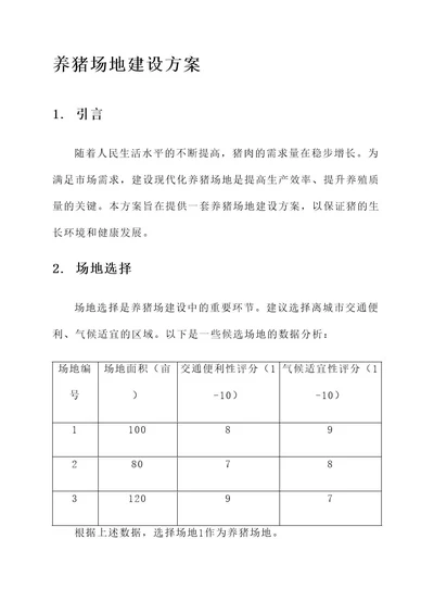 养猪场地建设方案