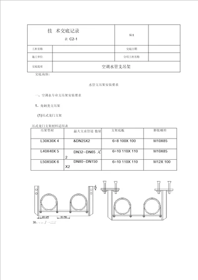 空调水管支吊架技术交底