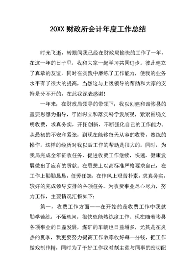 20XX财政所会计年度工作总结