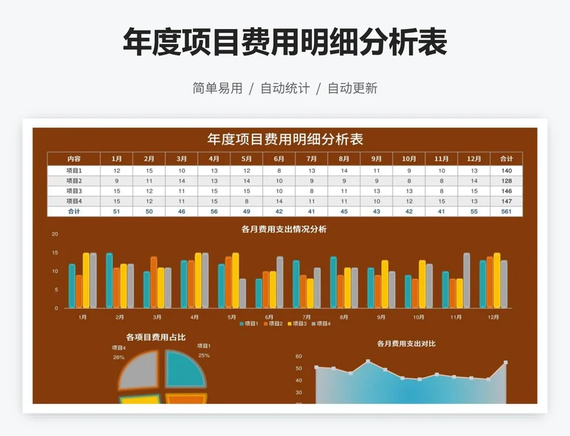 年度项目费用明细分析表