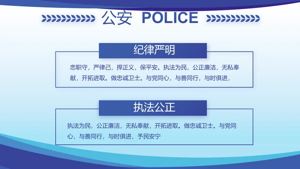 蓝色大气公安民警思想总结汇报动态PPT模板