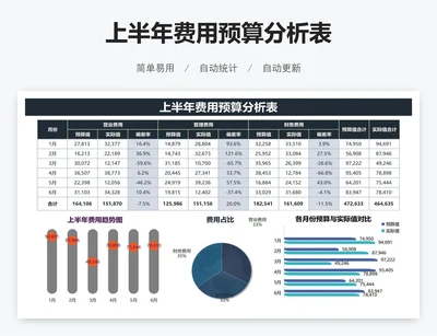 上半年费用预算分析表