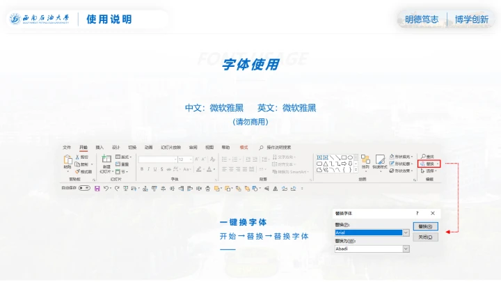 西南石油大学专属课题学术汇报毕业答辩通用PPT模板