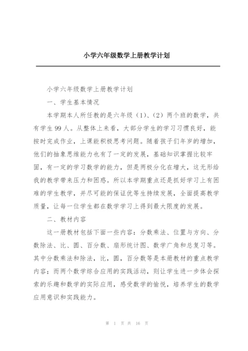小学六年级数学上册教学计划.docx