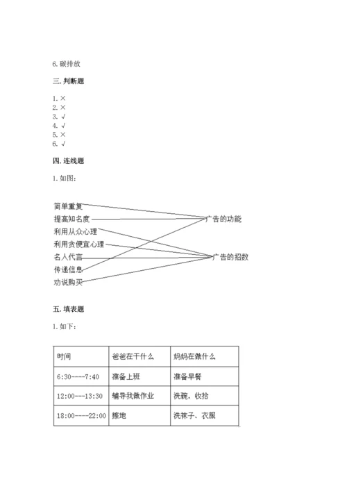 部编版四年级上册道德与法治期末测试卷精选答案.docx