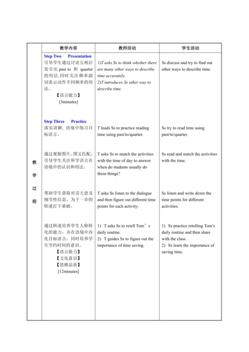 人教版英语七年级下册 Unit 3 Section A Grammar Focus-3c表格式教学设