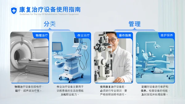 蓝色商务风康复医疗产品使用指南PPT