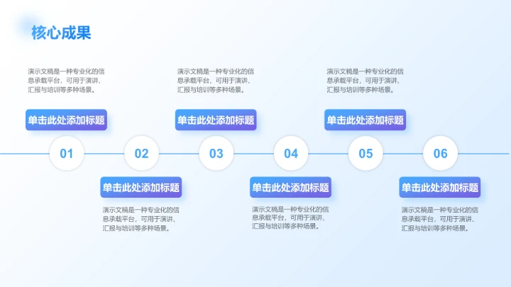 蓝色简约风项目成果展示PPT模板