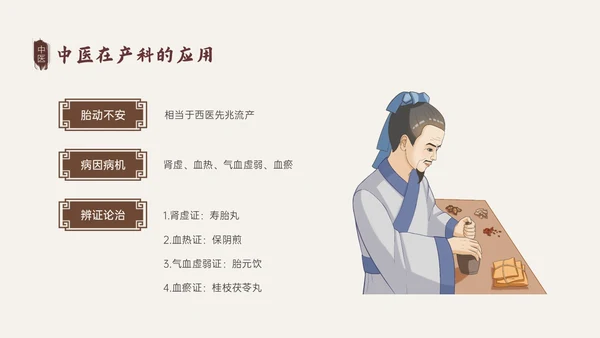 褐色古风中医与妇产科培训PPT模板