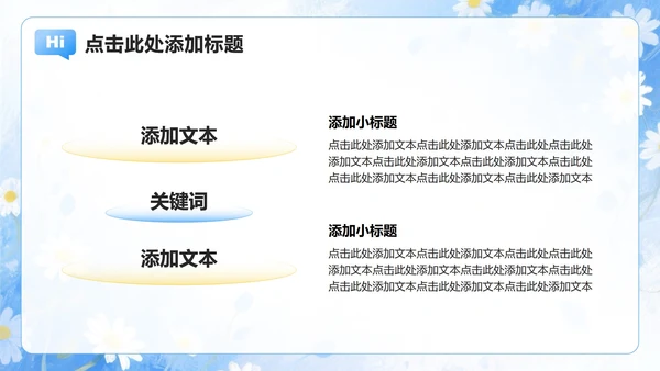 浅蓝色雏菊小清新风开学季大学生自我介绍PPT模板