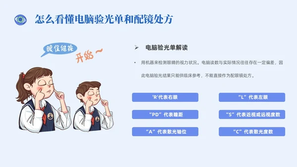 插画风简约形状眼镜预防近视近视防控家长会