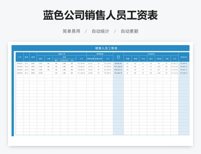 蓝色公司销售人员工资表