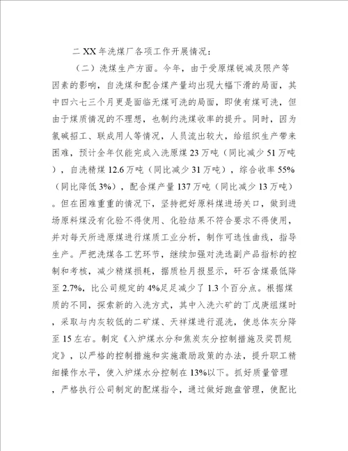 洗煤厂个人工作总结