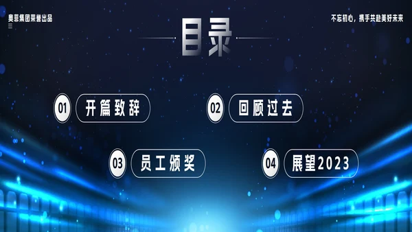 蓝色宽屏科技风2023创新突破年会带内容PPT模板
