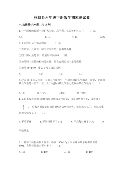 林甸县六年级下册数学期末测试卷带答案.docx