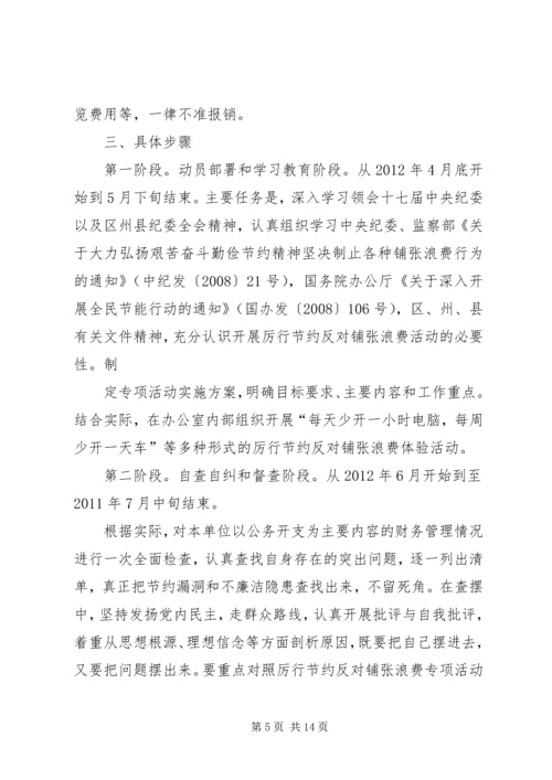 集中开展厉行节约反对铺张浪费专项活动实施方案.docx