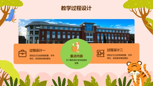 彩色卡通插画动物主题班会演示PPT模板