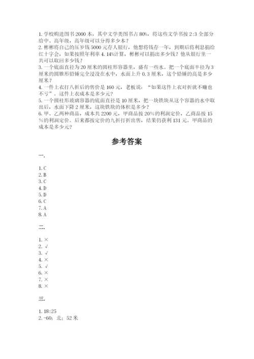 苏教版六年级数学小升初试卷及完整答案【典优】.docx