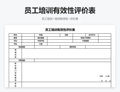 员工培训有效性评价表