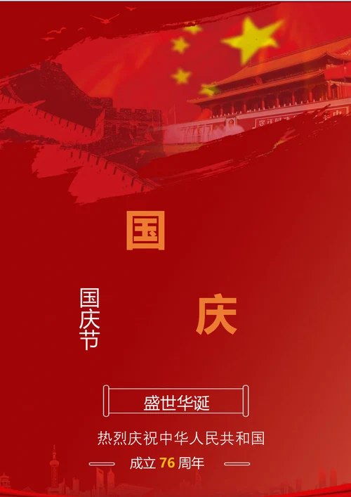 盛世华诞76周年国庆海报