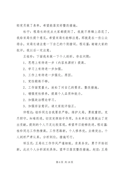 第一篇：党建民主生活会民主生活会会议记录（县邮政局）.docx