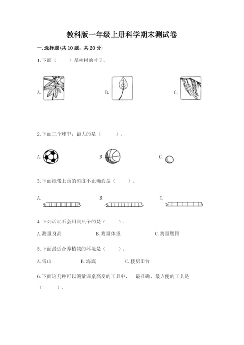 教科版一年级上册科学期末测试卷（完整版）.docx