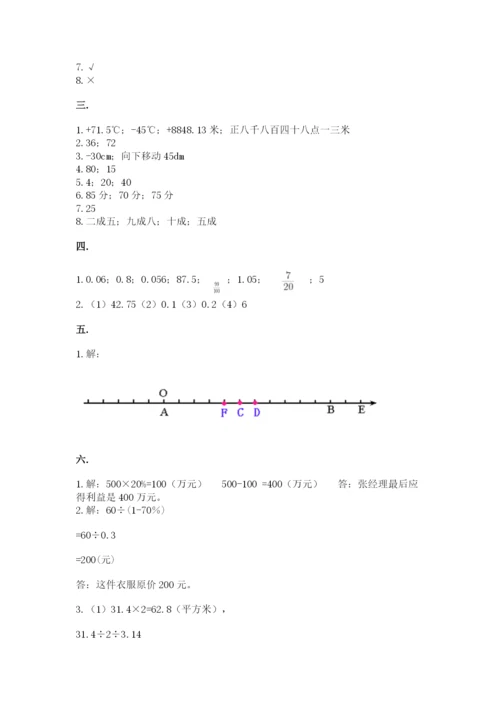 小学六年级数学摸底考试题附参考答案【能力提升】.docx