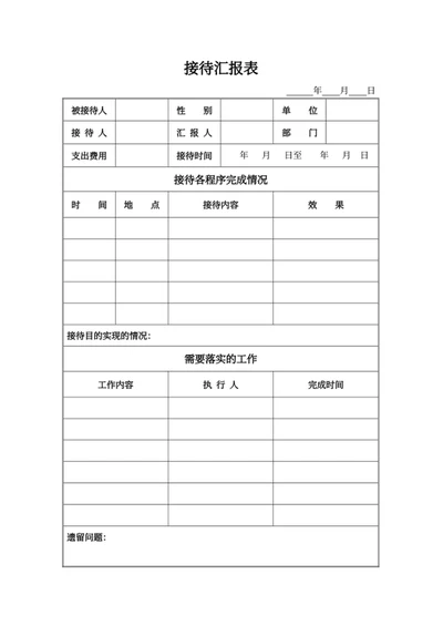 接待汇报表