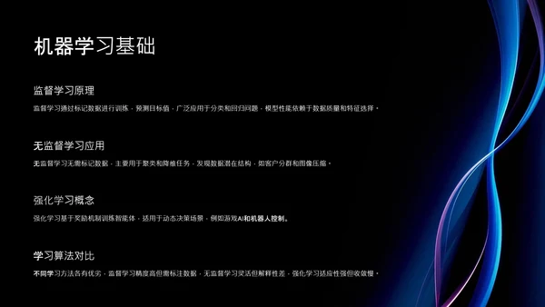 蓝黑色简约科技感人工智能介绍PPT模板