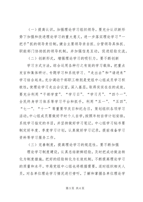 粮食局党组理论学习安排意见.docx