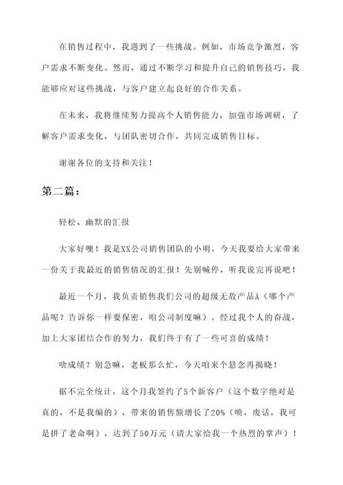 做销售的汇报总结