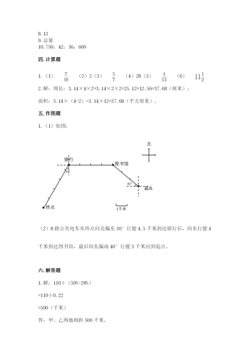 2022六年级上册数学期末考试试卷及答案【网校专用】.docx