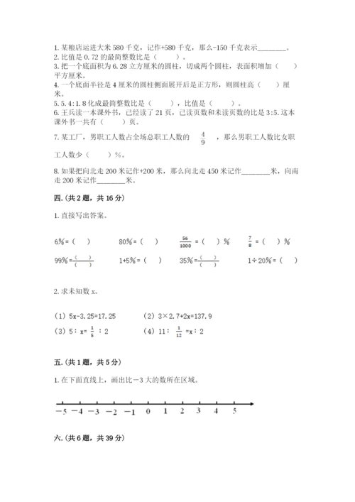 河南省平顶山市六年级下册数学期末测试卷word.docx