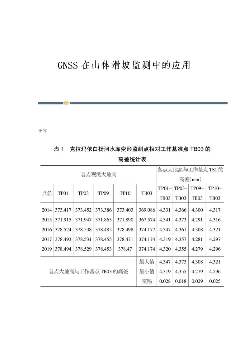 GNSS在山体滑坡监测中的应用