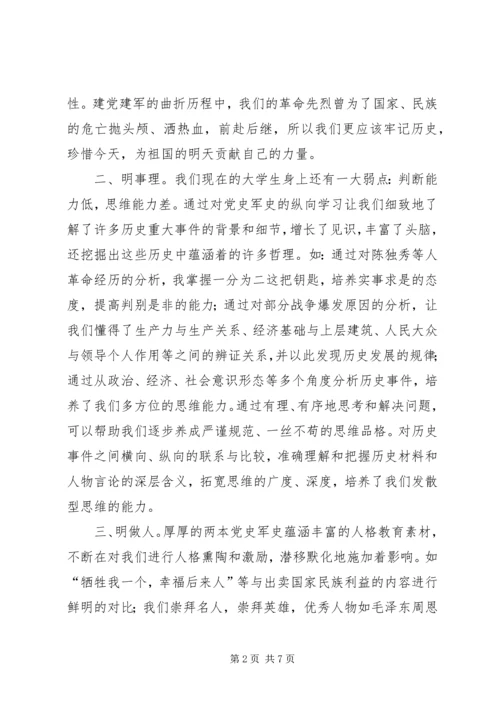 国防生学党史军史感想.docx