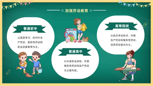 卡通清新黑板风中小学劳动教育热爱劳动从我做起主题班会PPT