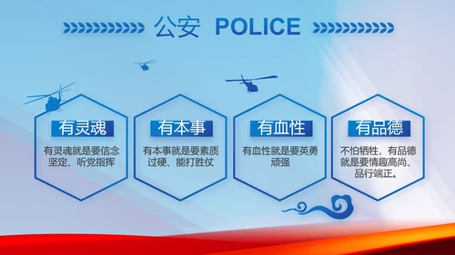 蓝色大气警察公安机关忠诚教育动态PPT模板