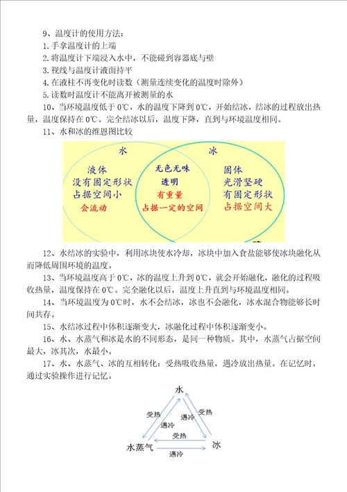 小学科学教科版三年级上册期末复习知识点整理